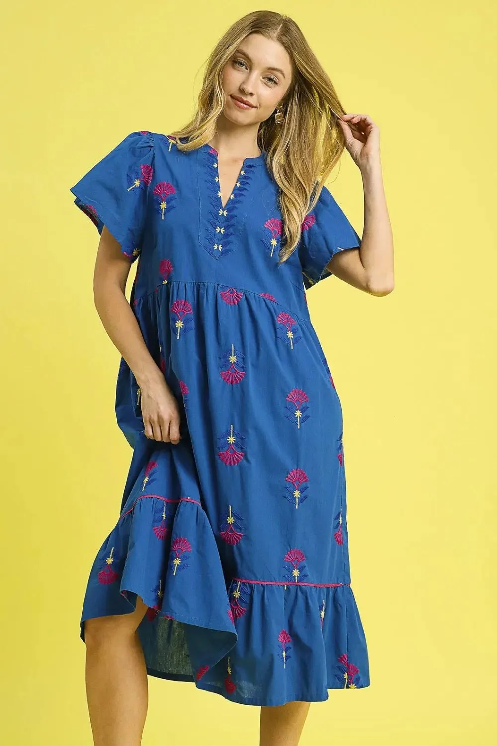 Umgee Embroidered Tiered Midi Dress sold by Charming Charlie