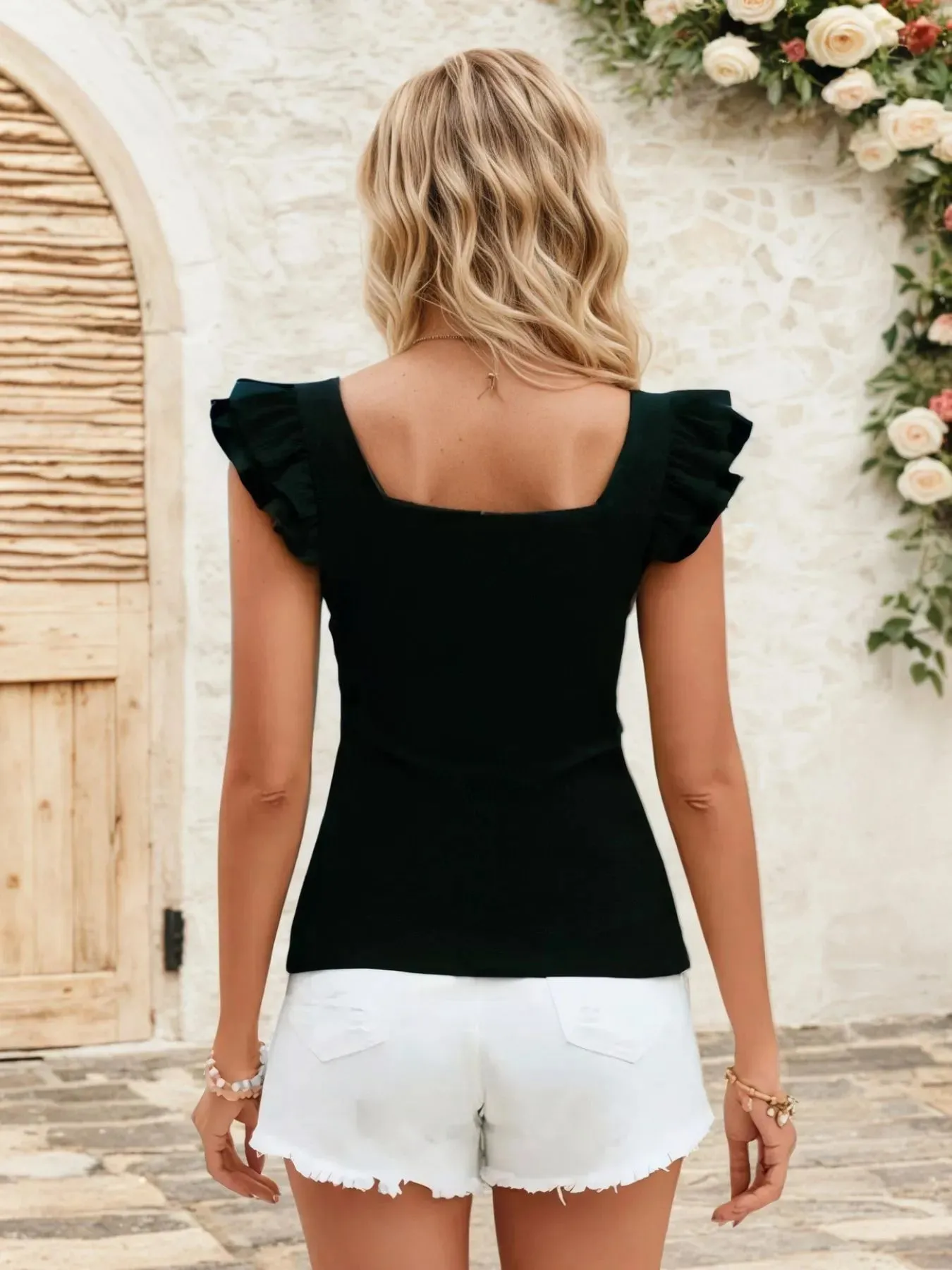 Square Neck Ruffled Cap Sleeve Top sold by Charming Charlie product image thumbnail 4