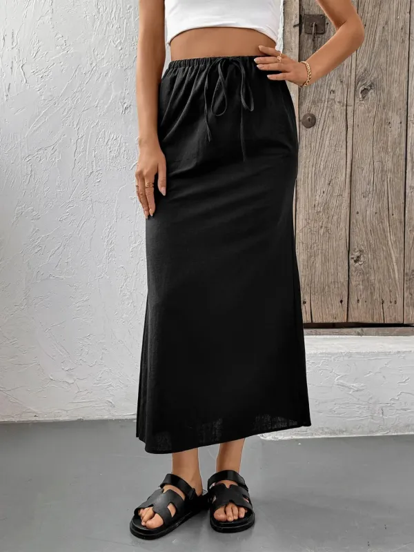 Slit Skirt with Drawstring Waist sold by Charming Charlie