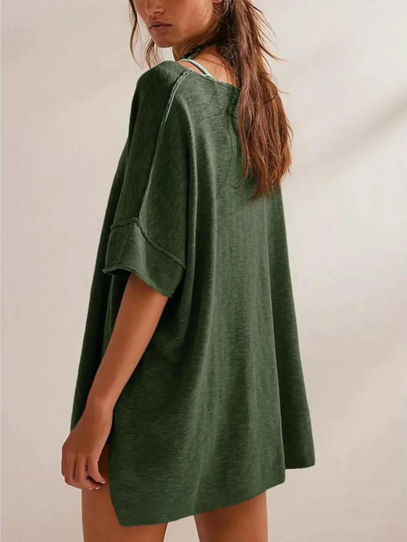 Oversized Round Neck Drop-Shoulder T-Shirt sold by Charming Charlie product image thumbnail 3