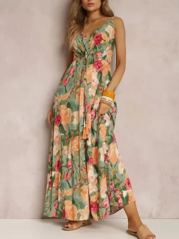 Floral Print Surplice Spaghetti Strap Maxi Dress sold by Charming Charlie