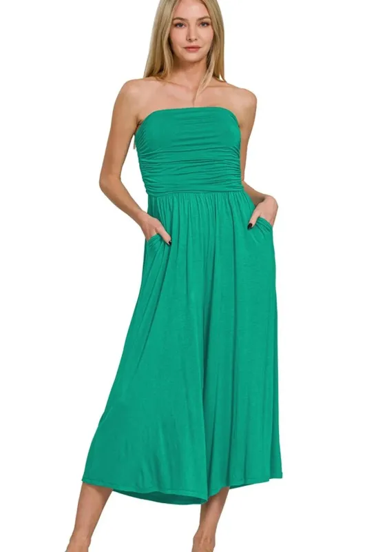 Zenana Double Layered Strapless Tube Top Jumpsuit sold by Charming Charlie