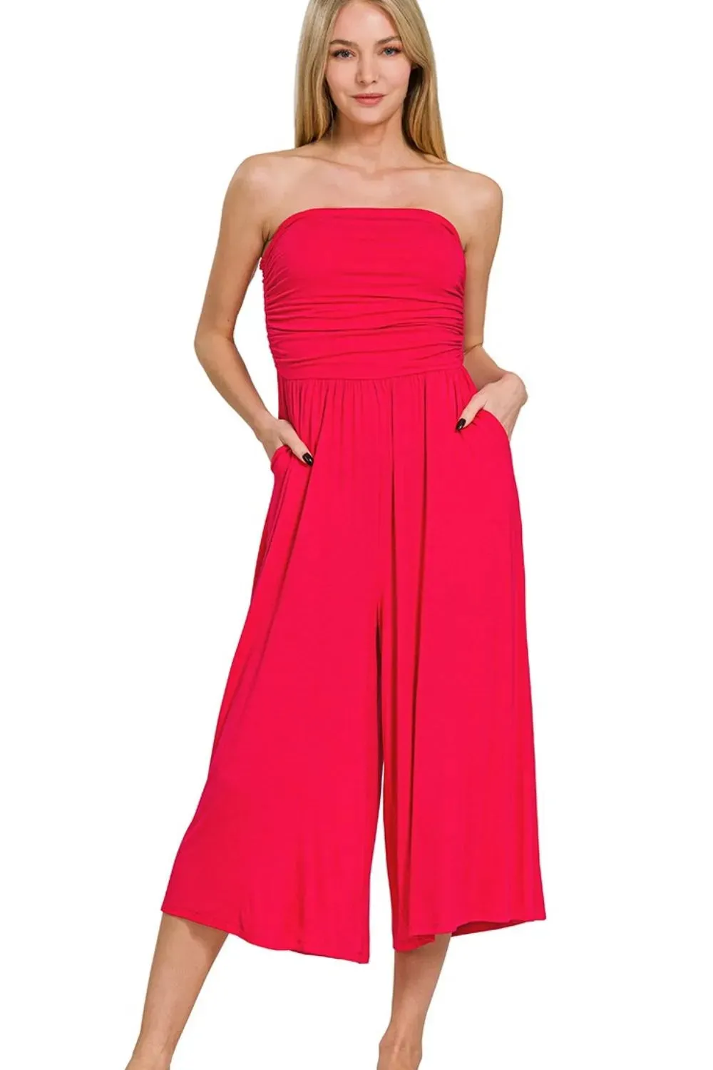 Zenana Double Layered Strapless Tube Top Jumpsuit sold by Charming Charlie