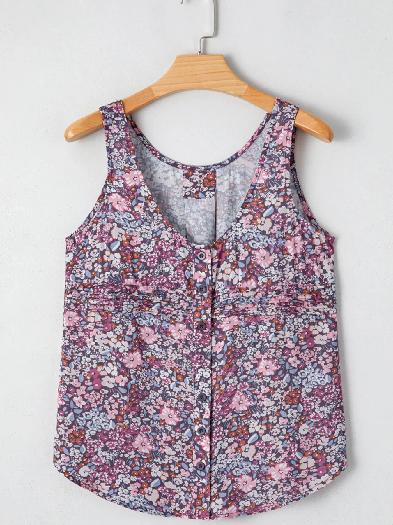 Floral Print Button Front Tank Top sold by Charming Charlie product image thumbnail 5