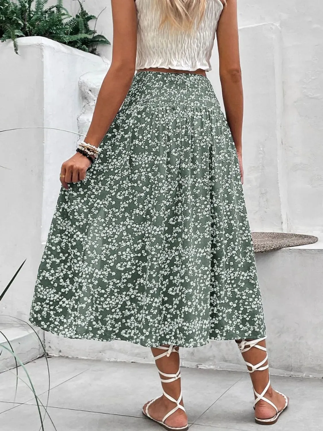 Slit Smocked Printed Skirt sold by Charming Charlie product image thumbnail 5