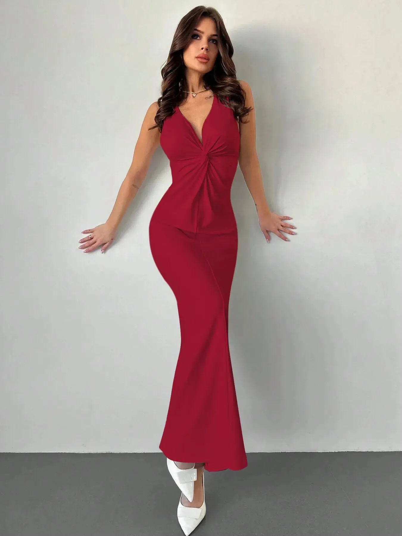 V-Neck Twist Front Maxi Dress sold by Charming Charlie product image thumbnail 3