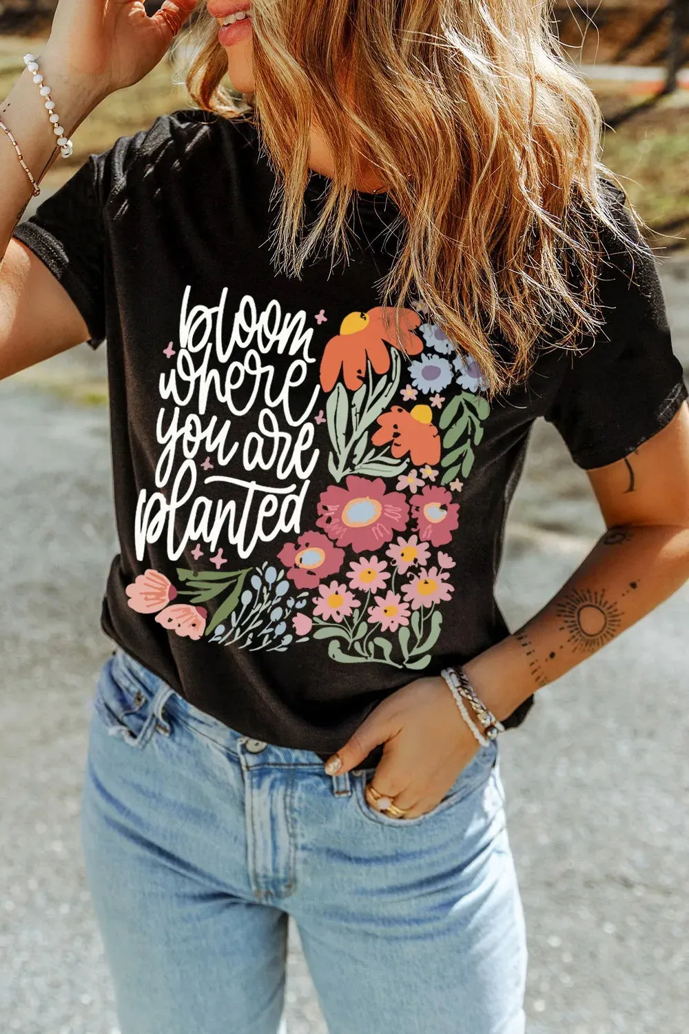 Graphic Round Neck Short Sleeve T-Shirt sold by Charming Charlie