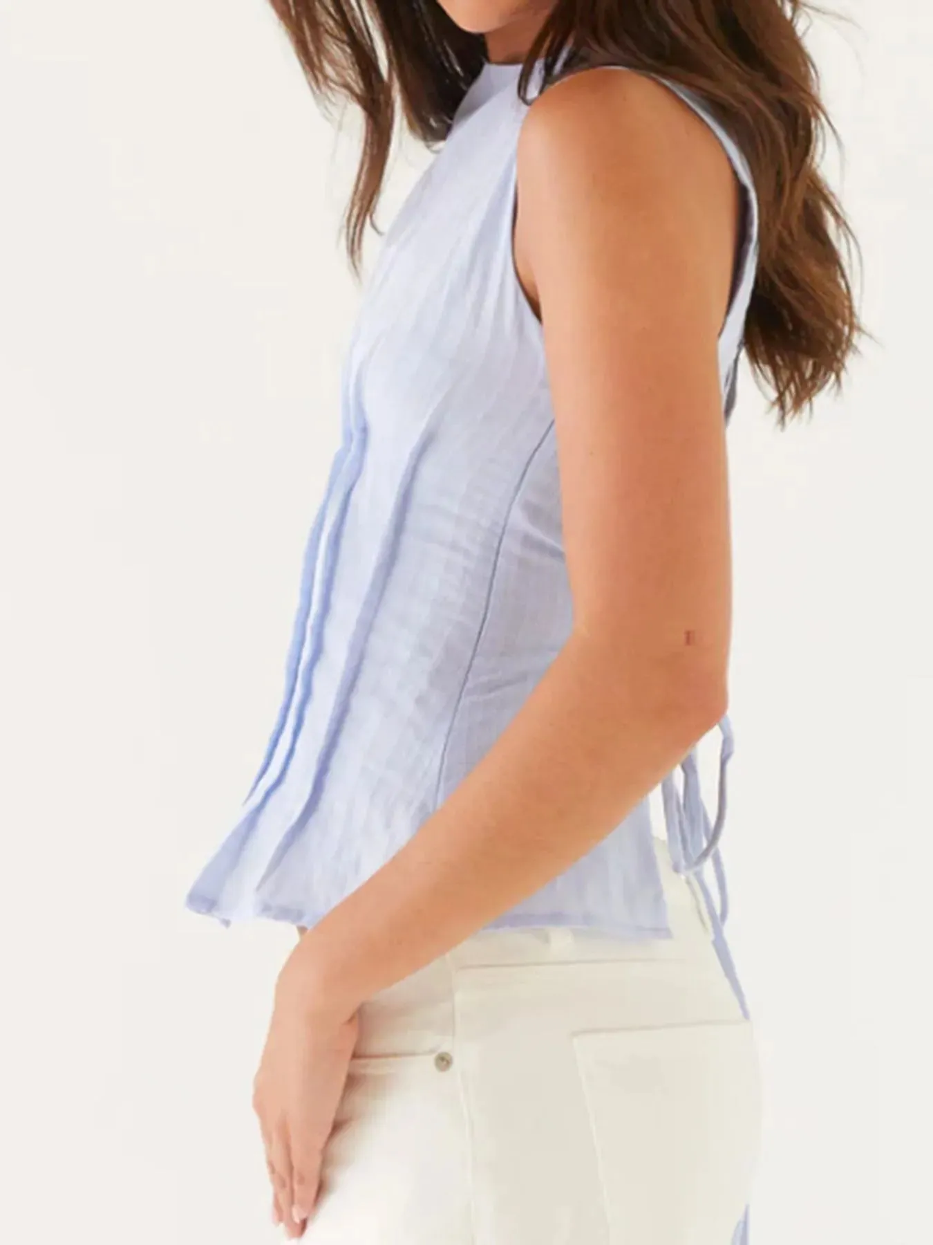 Back Lace Up Sleeveless Top with Cinched Waist Design sold by Charming Charlie product image thumbnail 4