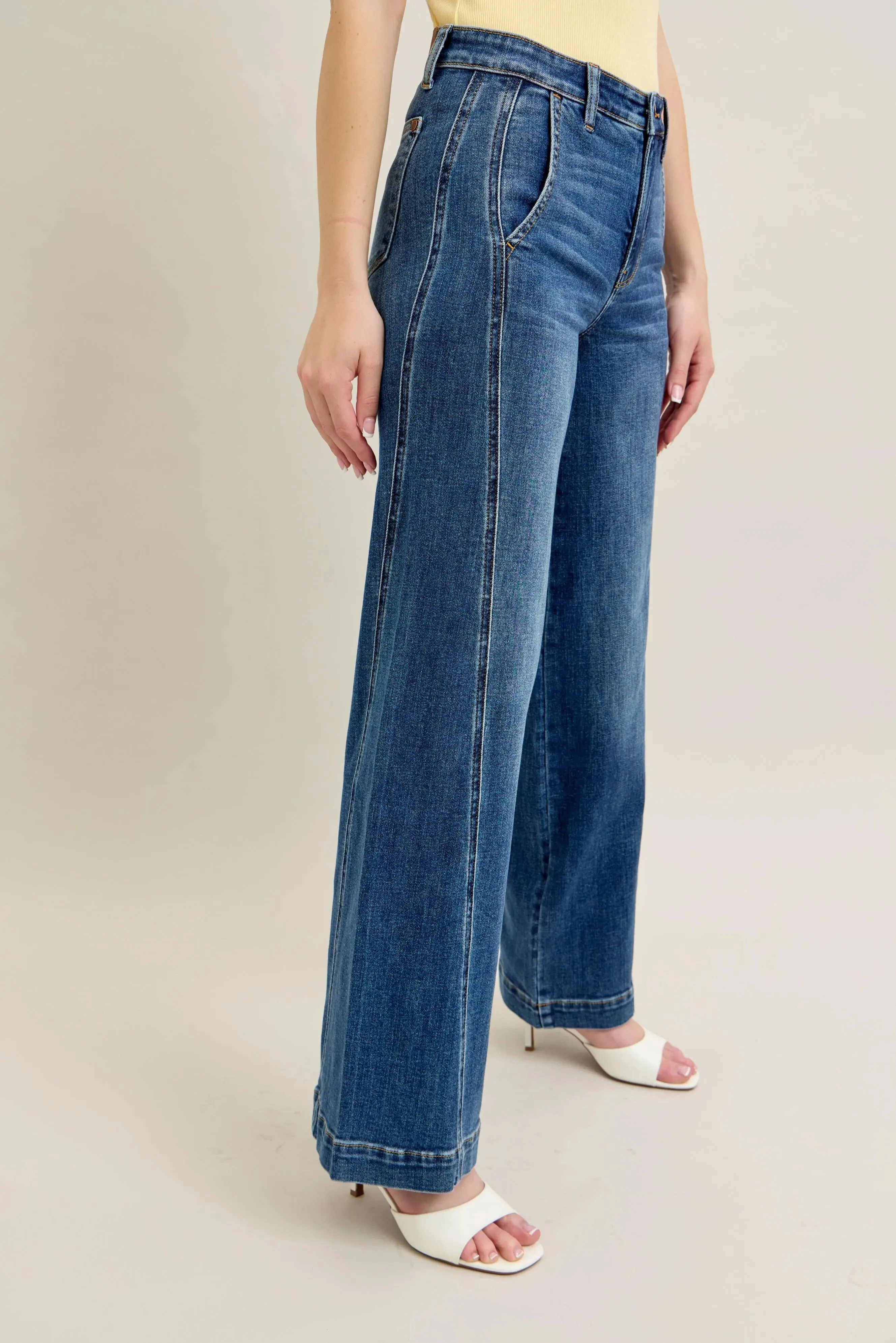 Judy Blue Full Size High Waist Wide Leg Jeans Plus Size sold by Charming Charlie product image thumbnail 5