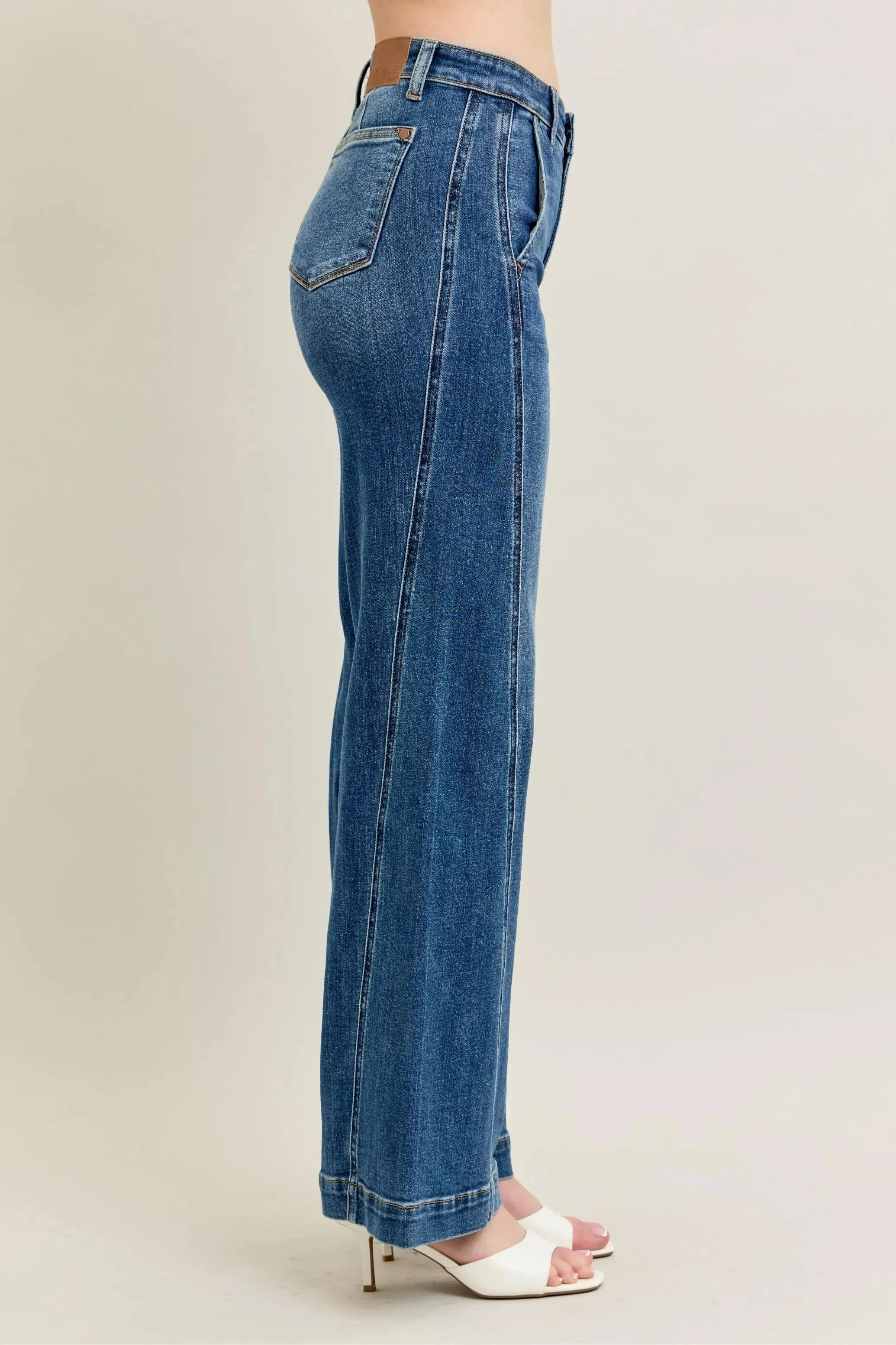 Judy Blue Full Size High Waist Wide Leg Jeans Plus Size sold by Charming Charlie product image thumbnail 4