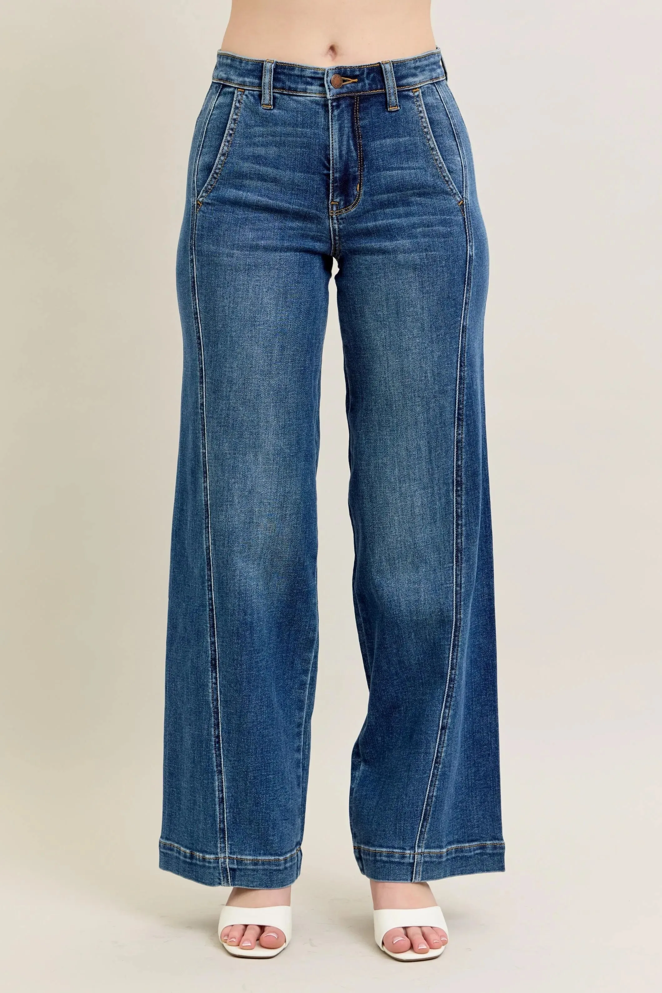 Judy Blue Full Size High Waist Wide Leg Jeans Plus Size sold by Charming Charlie product image thumbnail 3