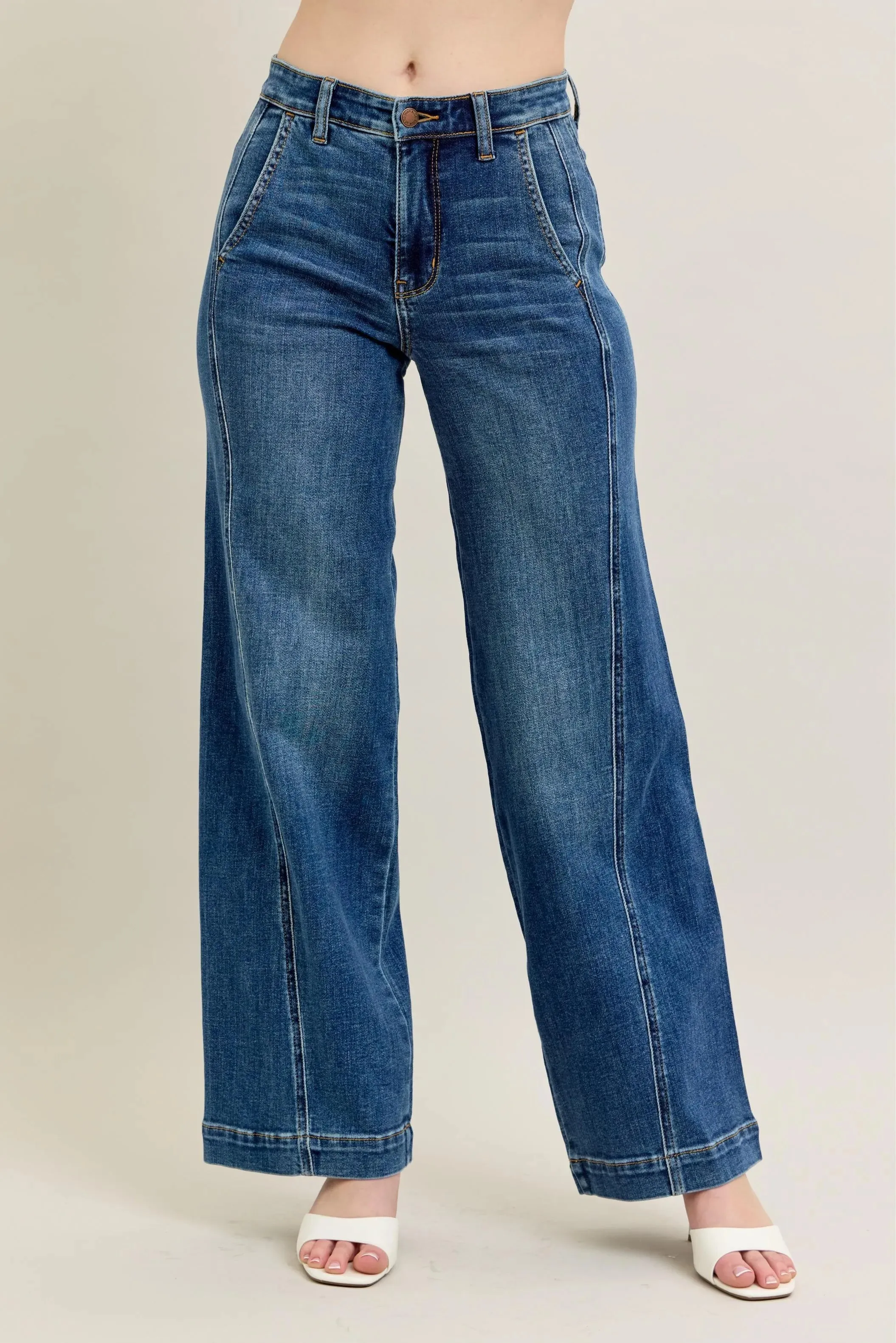 Judy Blue Full Size High Waist Wide Leg Jeans Plus Size sold by Charming Charlie product image thumbnail 2