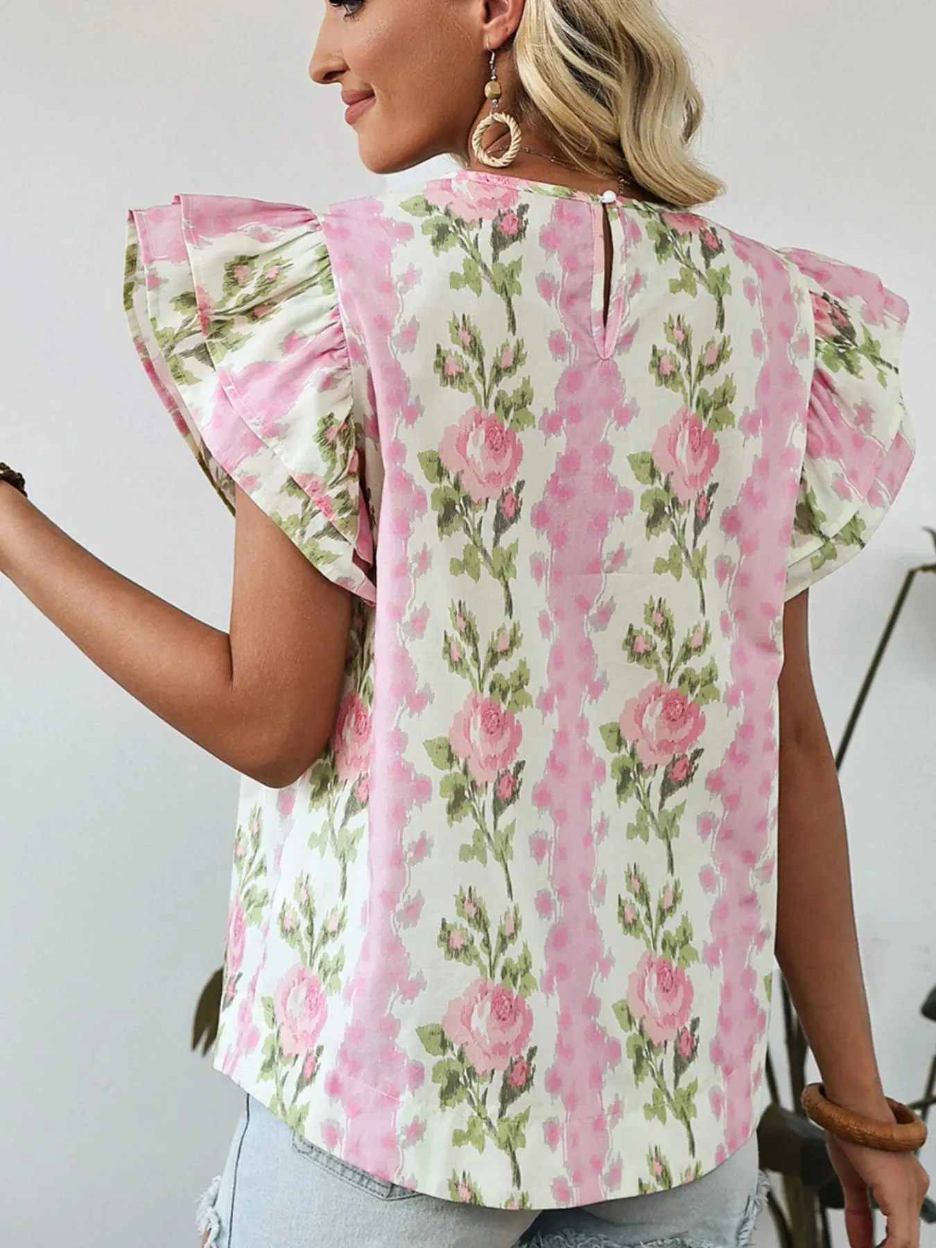 Floral Print Ruffled Sleeve Blouse sold by Charming Charlie product image thumbnail 3