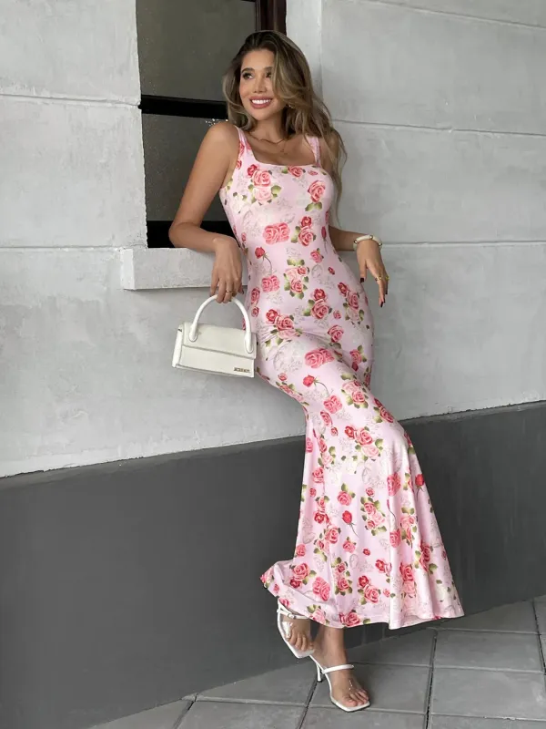Floral Print Square Neck Maxi Dress sold by Charming Charlie