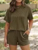 Full Size Ribbed Short Sleeve Top and Shorts Two-Piece Set Plus Size sold by Charming Charlie