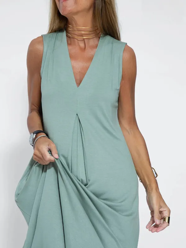 Full Size V-Neck Sleeveless Maxi Dress with Slit Plus Size sold by Charming Charlie