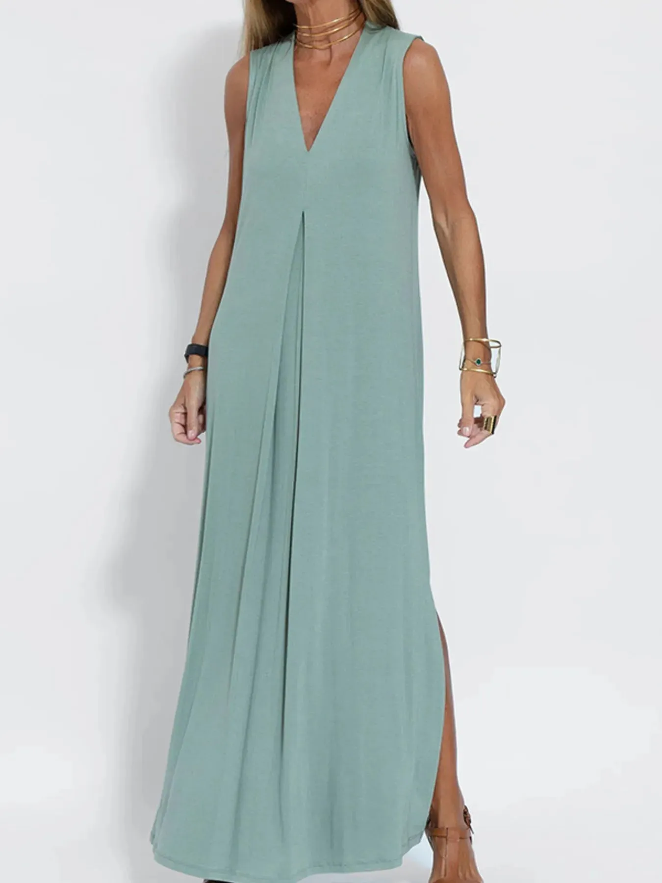 Full Size V-Neck Sleeveless Maxi Dress with Slit Plus Size sold by Charming Charlie product image thumbnail 2