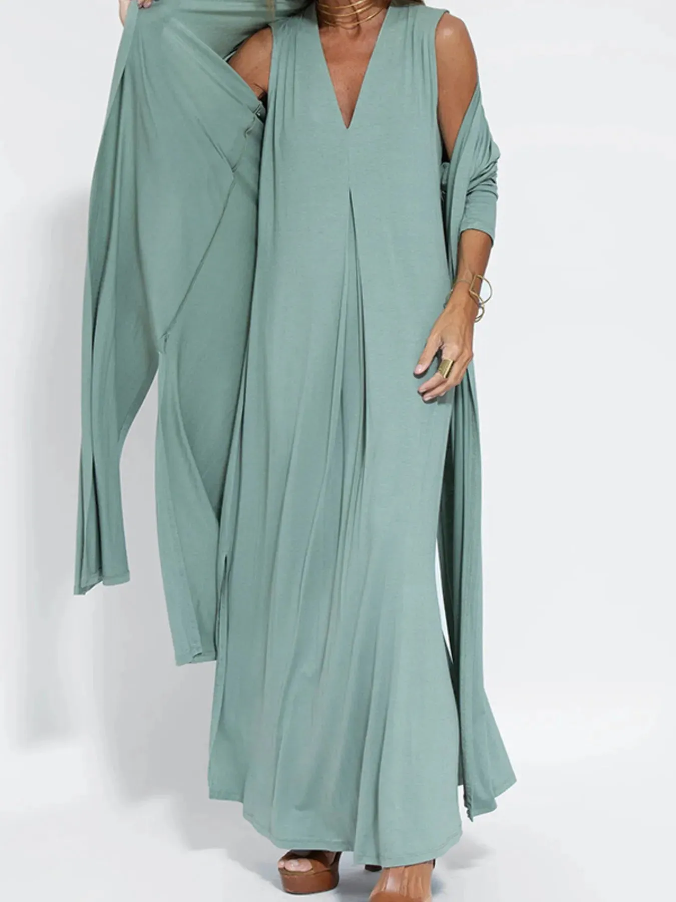 Full Size V-Neck Sleeveless Maxi Dress with Slit Plus Size sold by Charming Charlie product image thumbnail 4