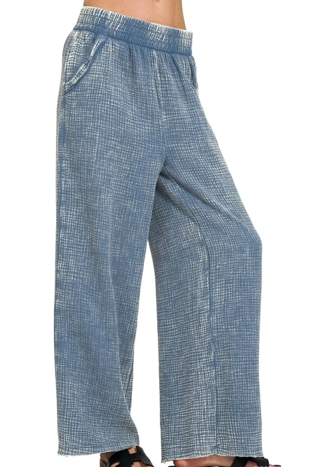 Zenana Washed Double Gauze Elastic Band Waist Pants sold by Charming Charlie product image thumbnail 2