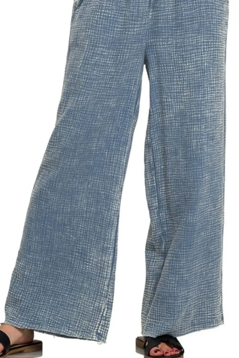 Zenana Washed Double Gauze Elastic Band Waist Pants sold by Charming Charlie product image thumbnail 3