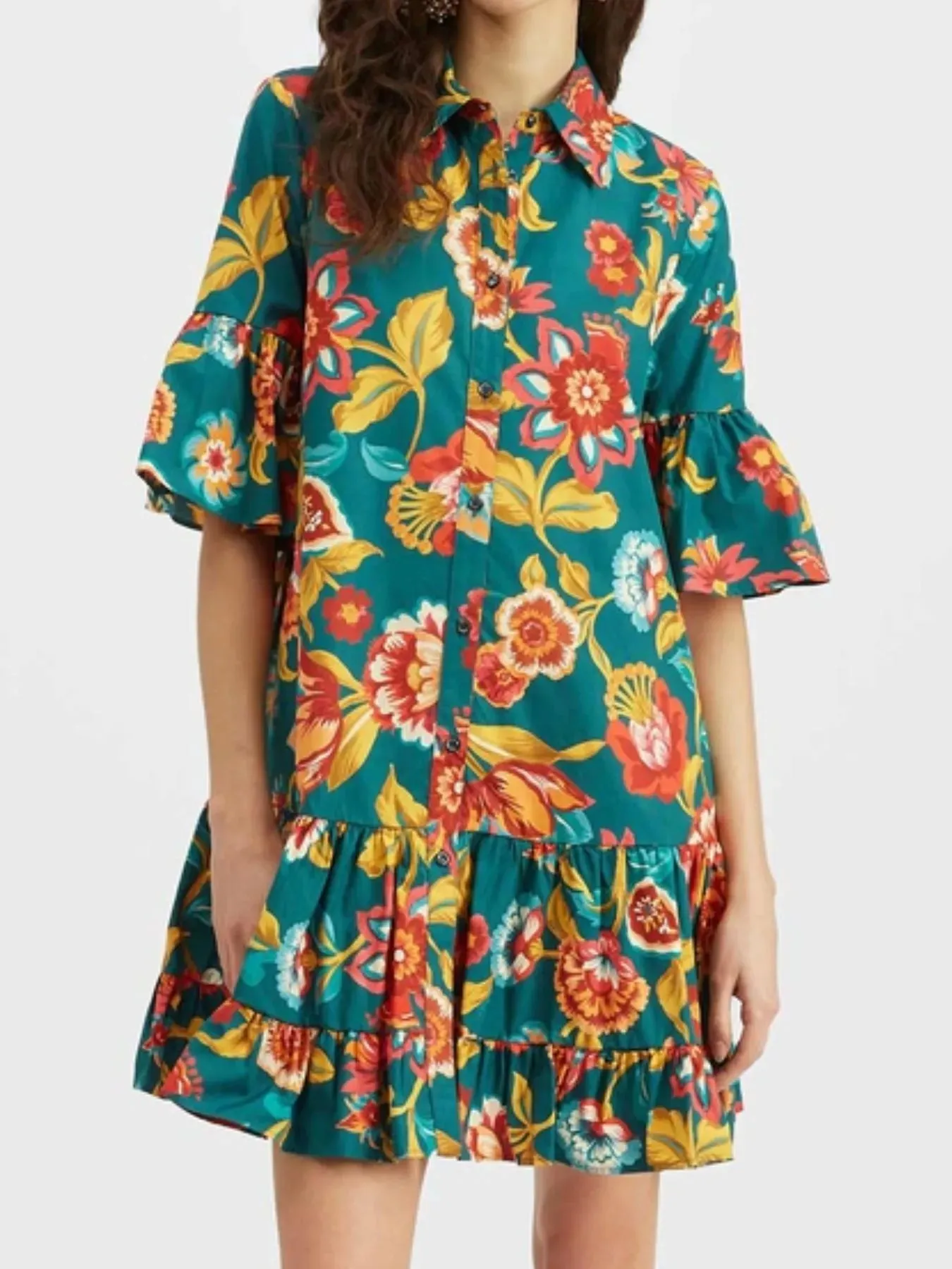 Floral Print Ruffle Sleeve Mini Dress sold by Charming Charlie product image thumbnail 2