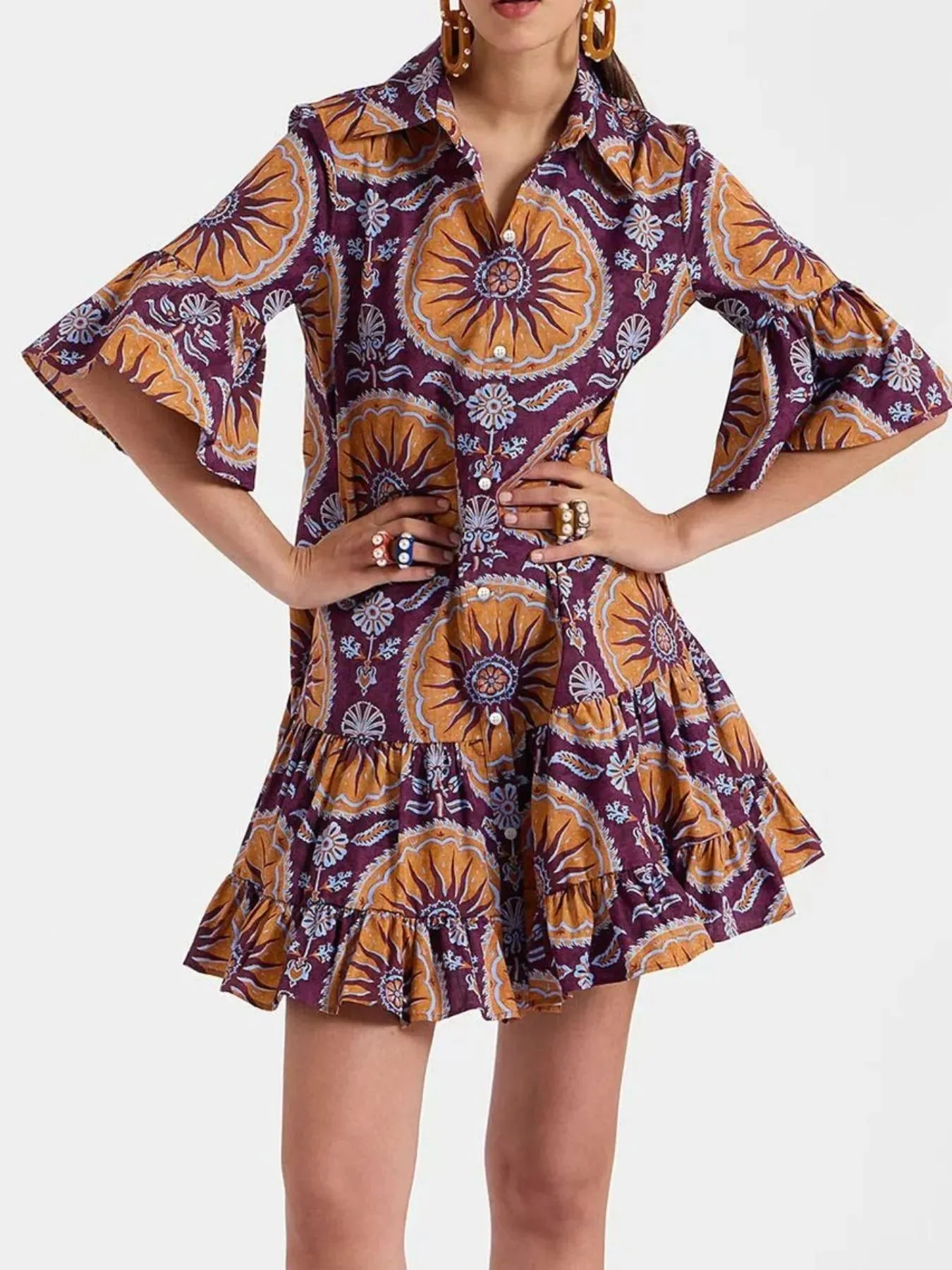 Floral Print Ruffle Sleeve Mini Dress sold by Charming Charlie product image thumbnail 5