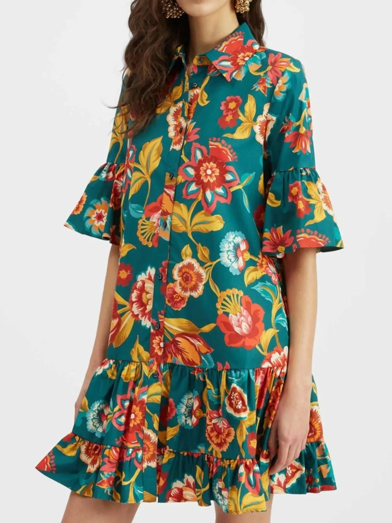 Floral Print Ruffle Sleeve Mini Dress sold by Charming Charlie