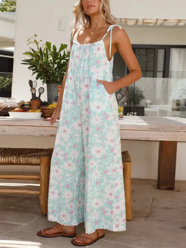 Floral Spaghetti Strap Wide Leg Jumpsuit sold by Charming Charlie