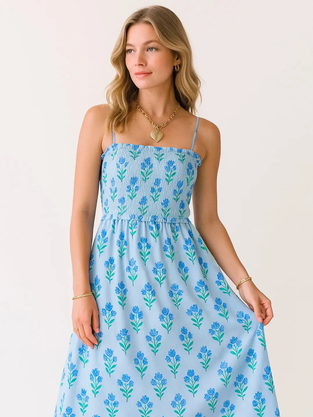 Floral Smocked Midi Cami Dress sold by Charming Charlie