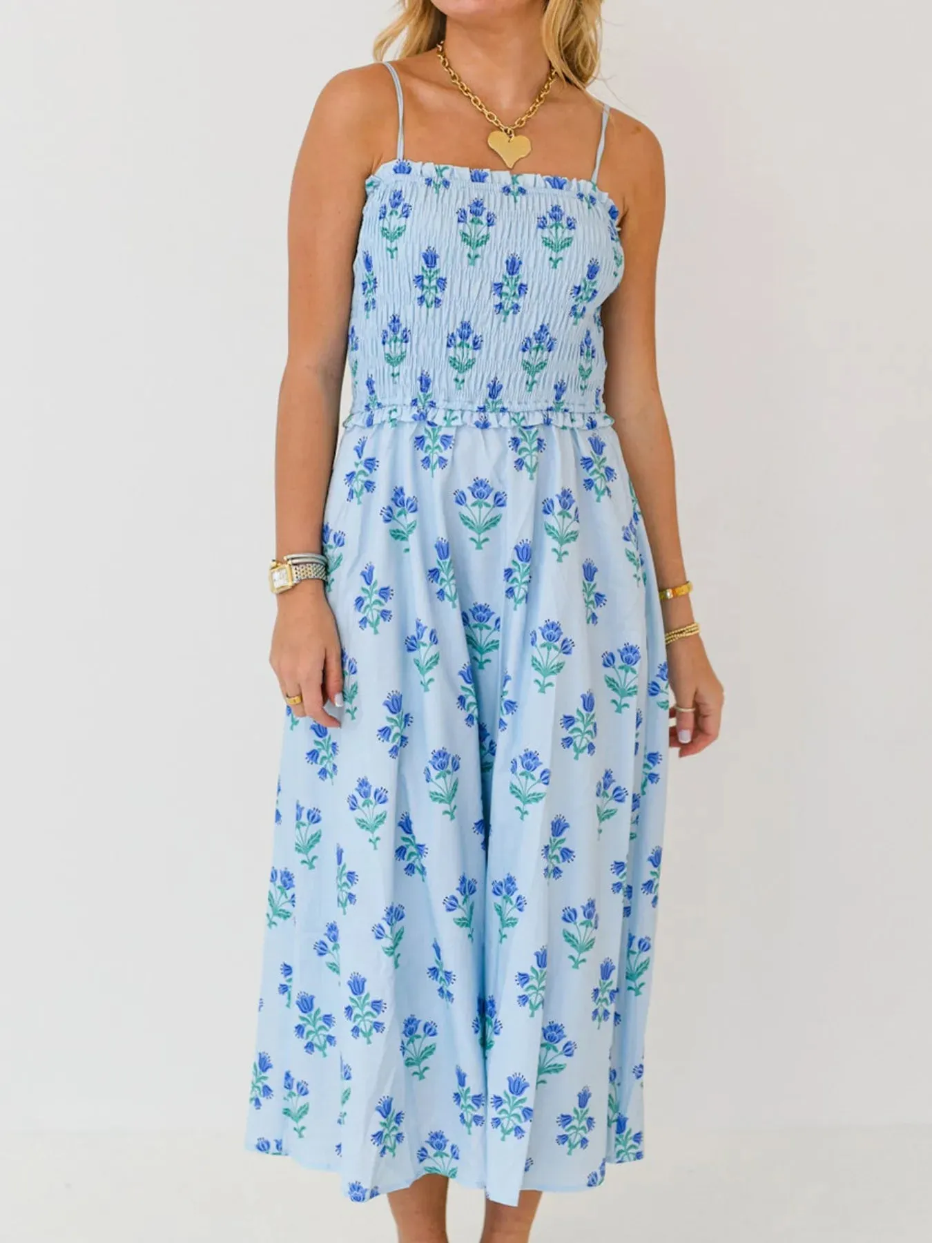 Floral Smocked Midi Cami Dress sold by Charming Charlie product image thumbnail 2