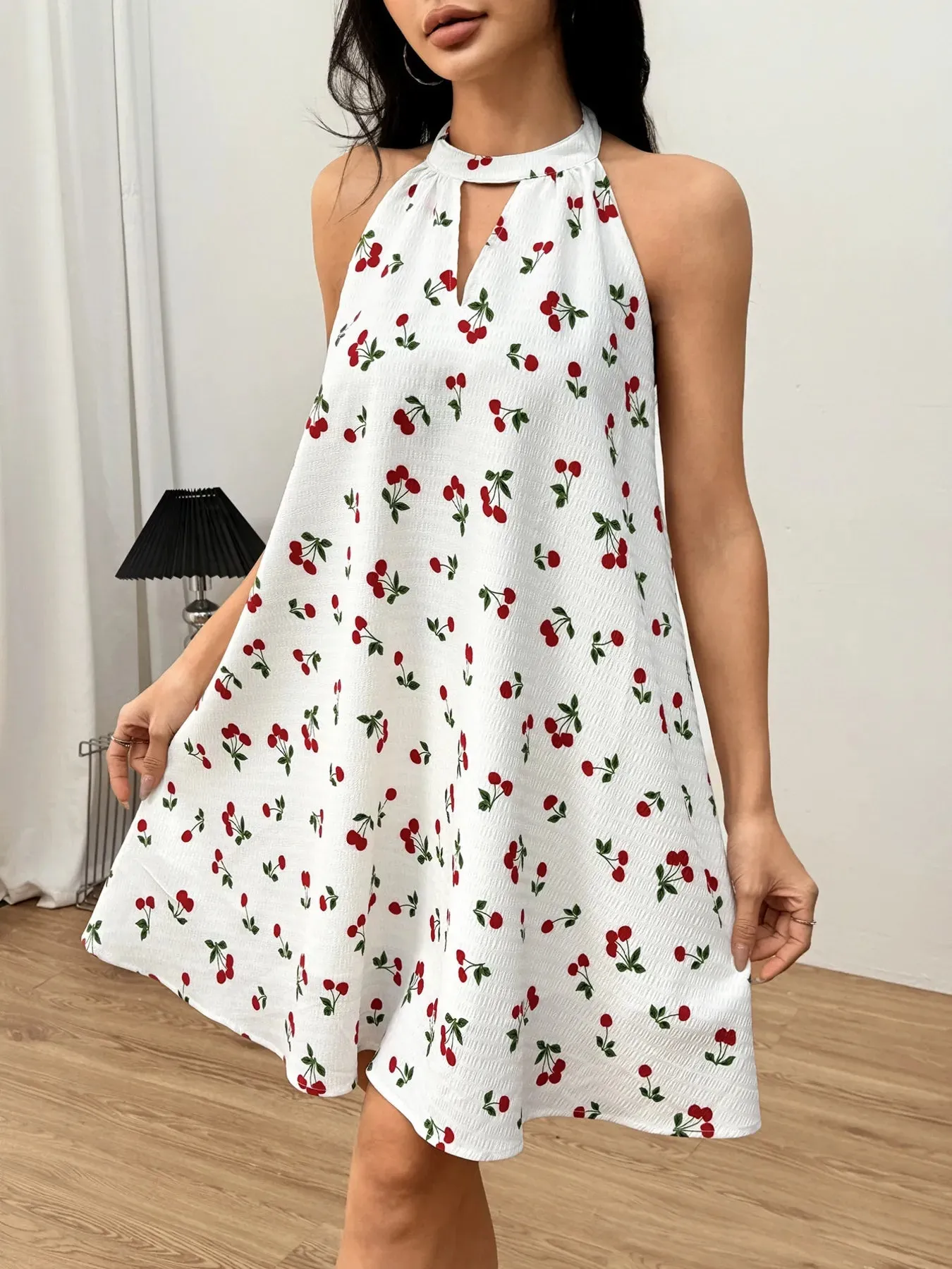 Cherry Print Halter Neck Summer Dress sold by Charming Charlie product image thumbnail 4
