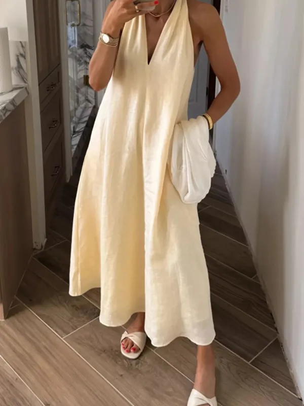 Halter V-Neck Linen Midi Dress sold by Charming Charlie