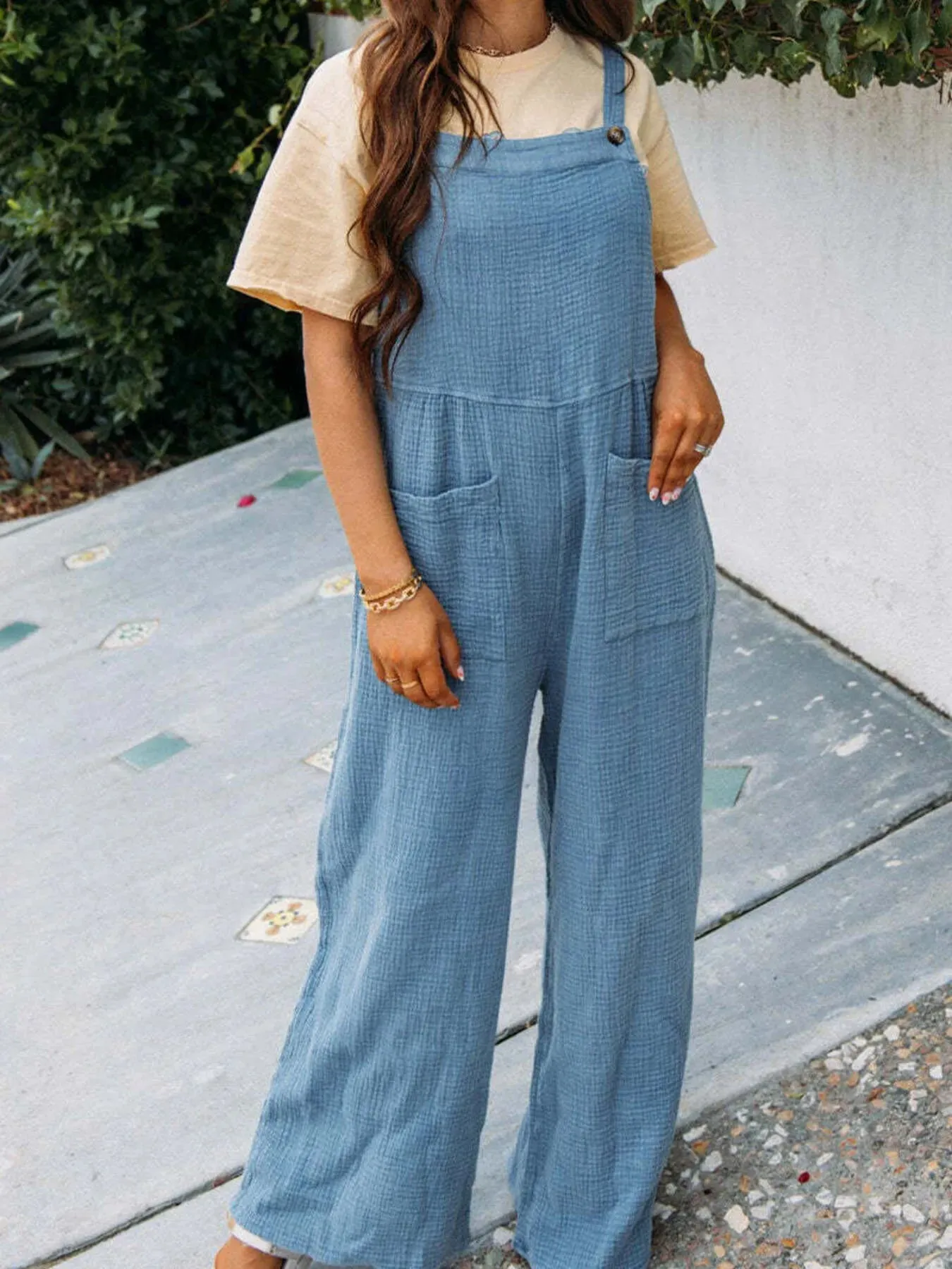 Full Size Casual Wide Leg Textured Overalls Plus Size sold by Charming Charlie product image thumbnail 3
