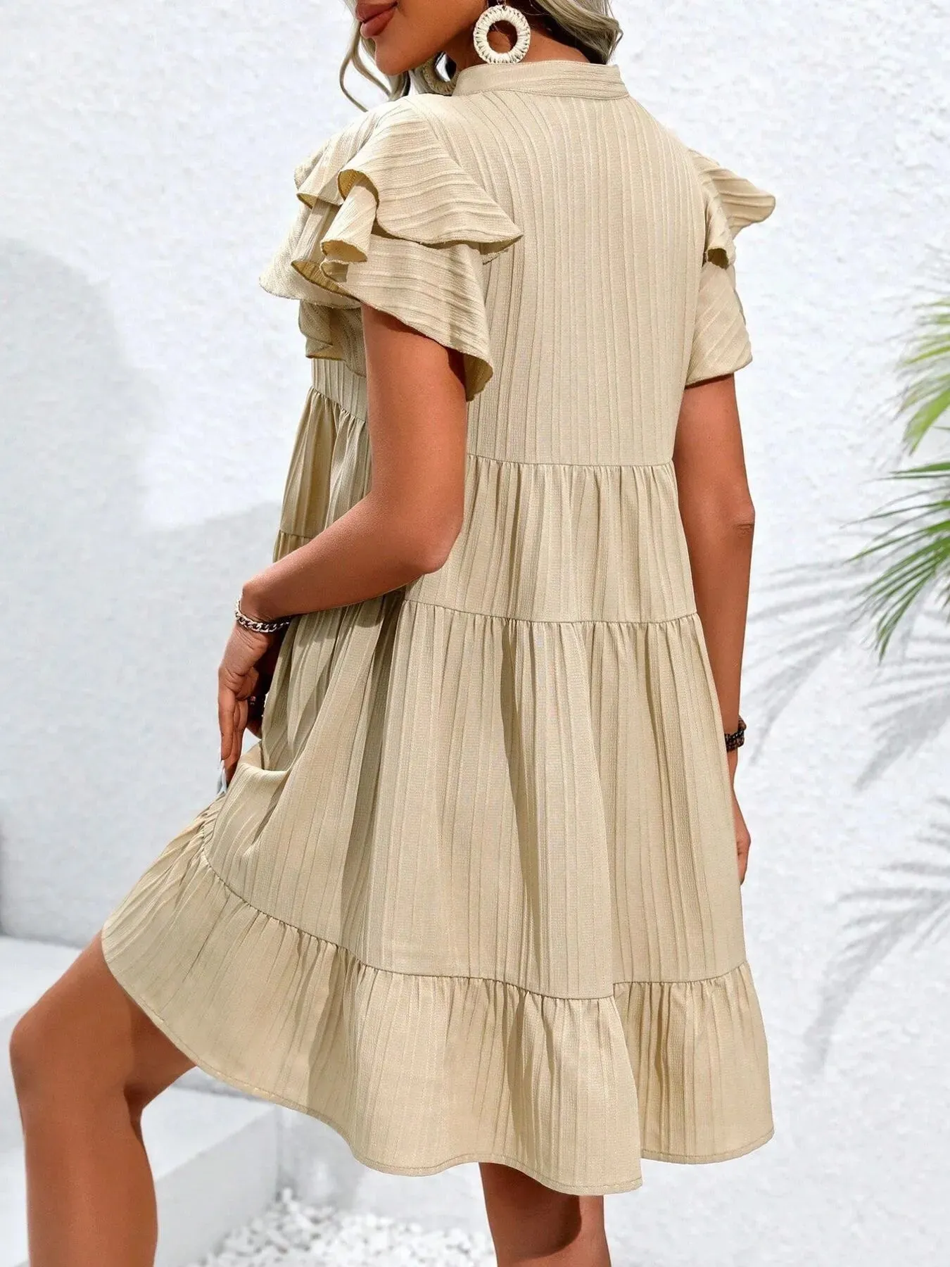 Ruffle Notched Tiered Mini Dress sold by Charming Charlie product image thumbnail 3