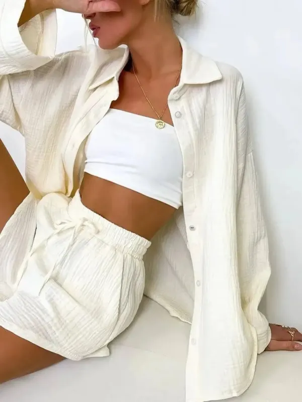 Texture Button Up Shirt and Shorts Set made by Charming Charlie