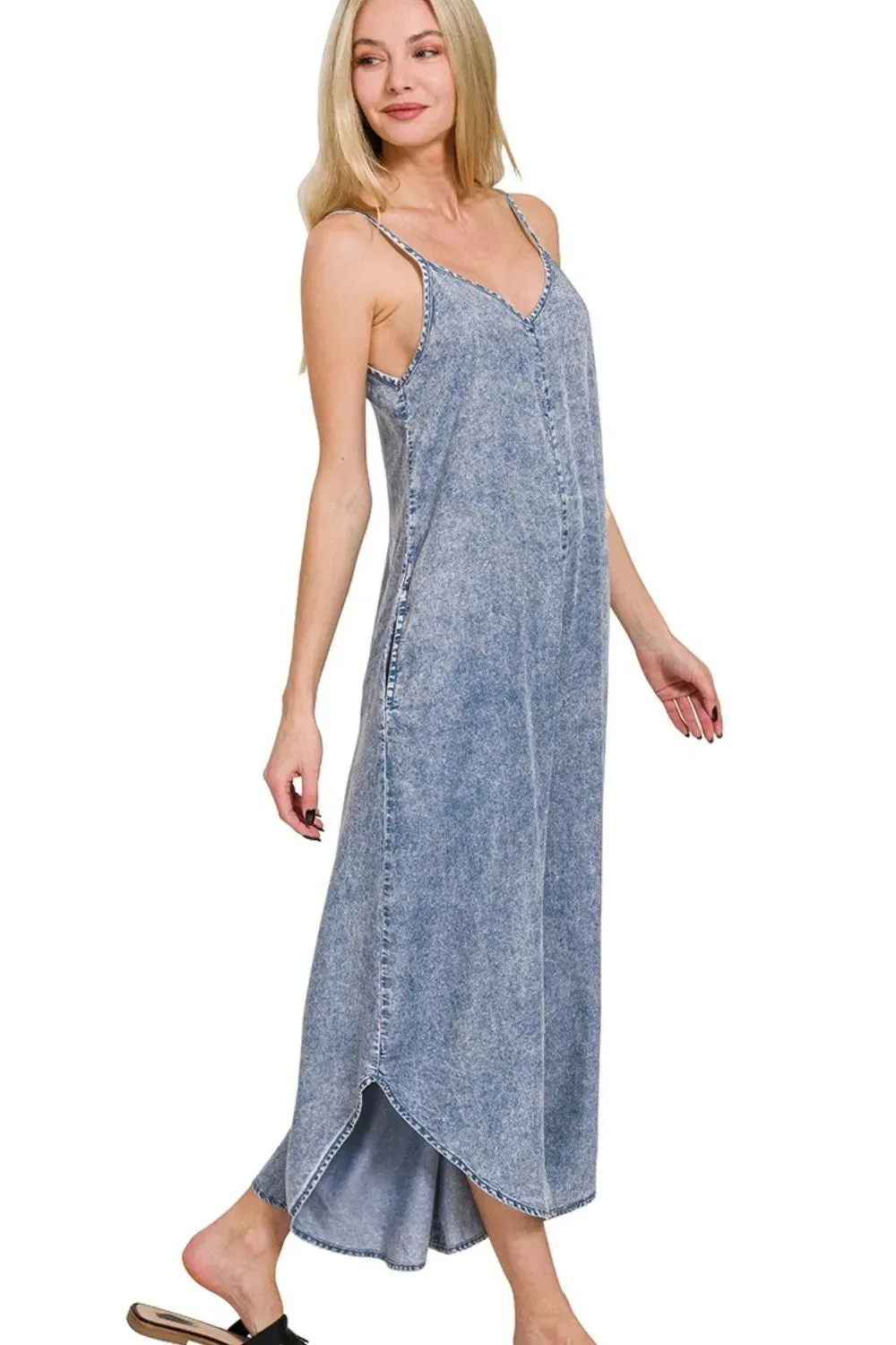 Zenana Lyocell Acid-Washed Jumpsuit sold by Charming Charlie product image thumbnail 2