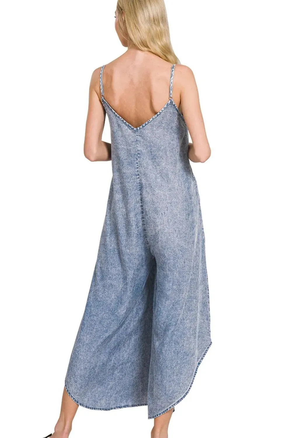 Zenana Lyocell Acid-Washed Jumpsuit sold by Charming Charlie product image thumbnail 3