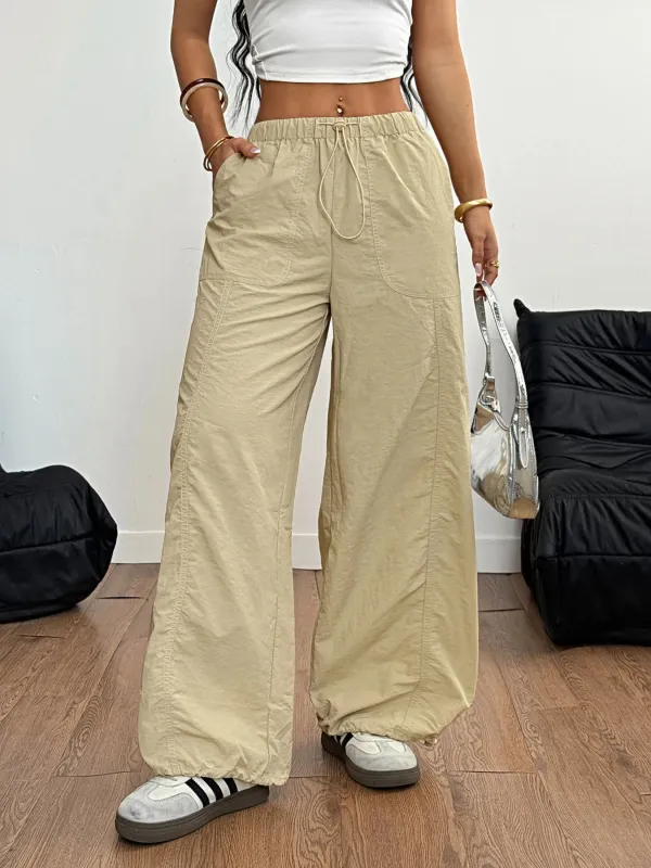 Drawstring Wide Leg Cargo Pants sold by Charming Charlie
