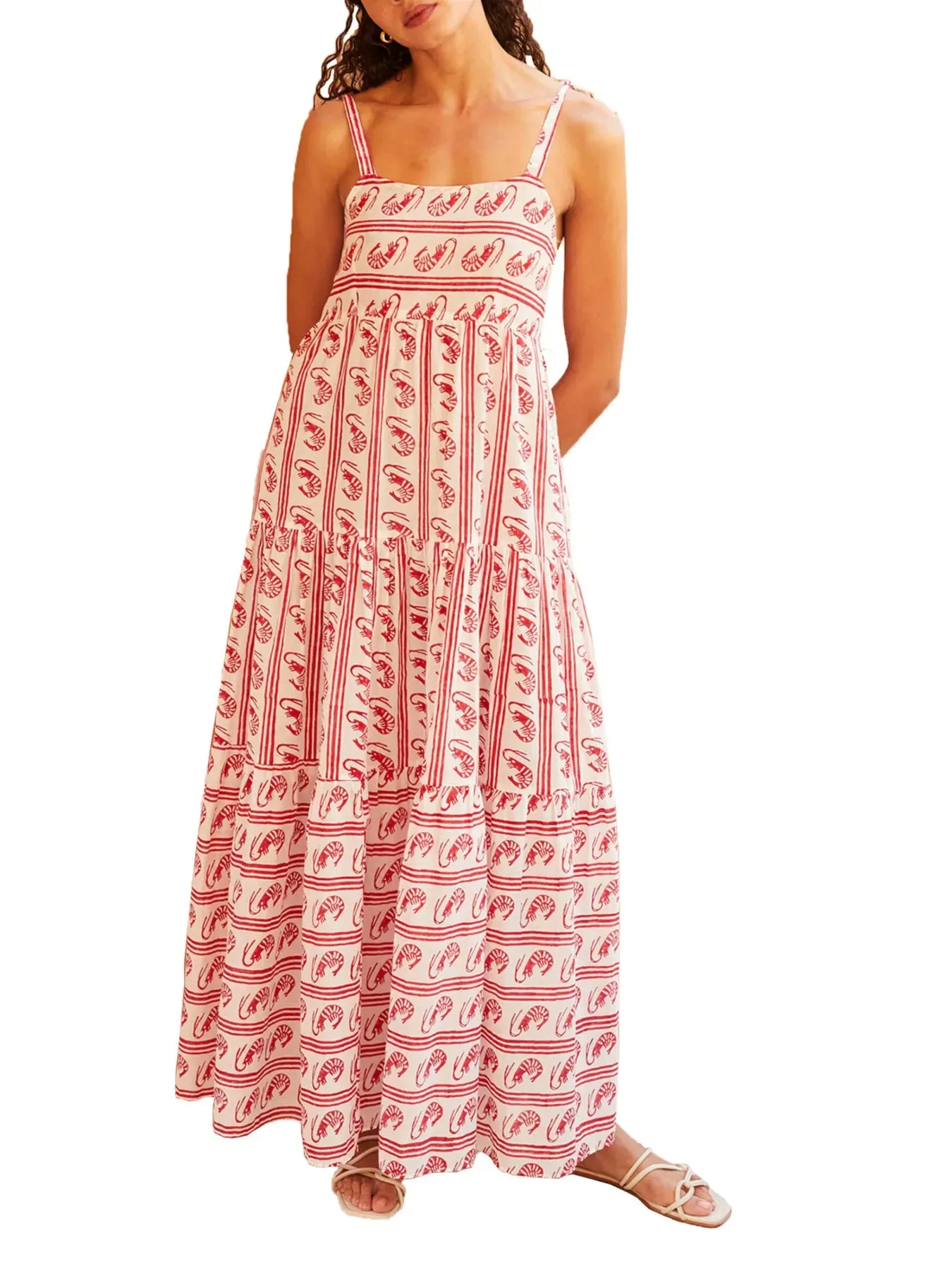 Striped Tie-Shoulder Tiered Maxi Dress sold by Charming Charlie product image thumbnail 4