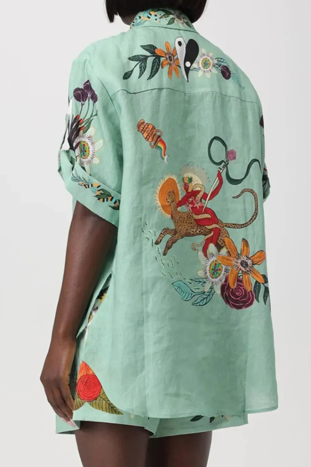 Tropical Paradise Floral Print Shirt and Shorts Set sold by Charming Charlie product image thumbnail 5