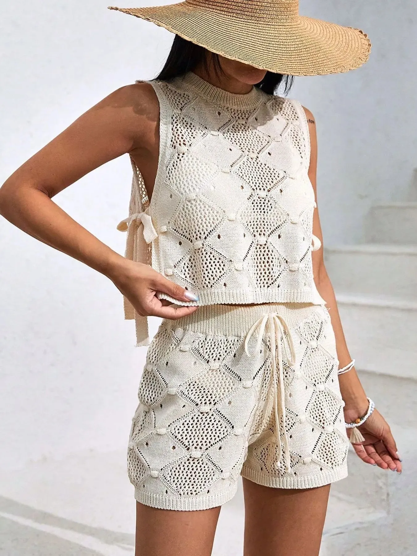 Diamond Pattern Sleeveless Top and Shorts Knit Set sold by Charming Charlie product image thumbnail 5