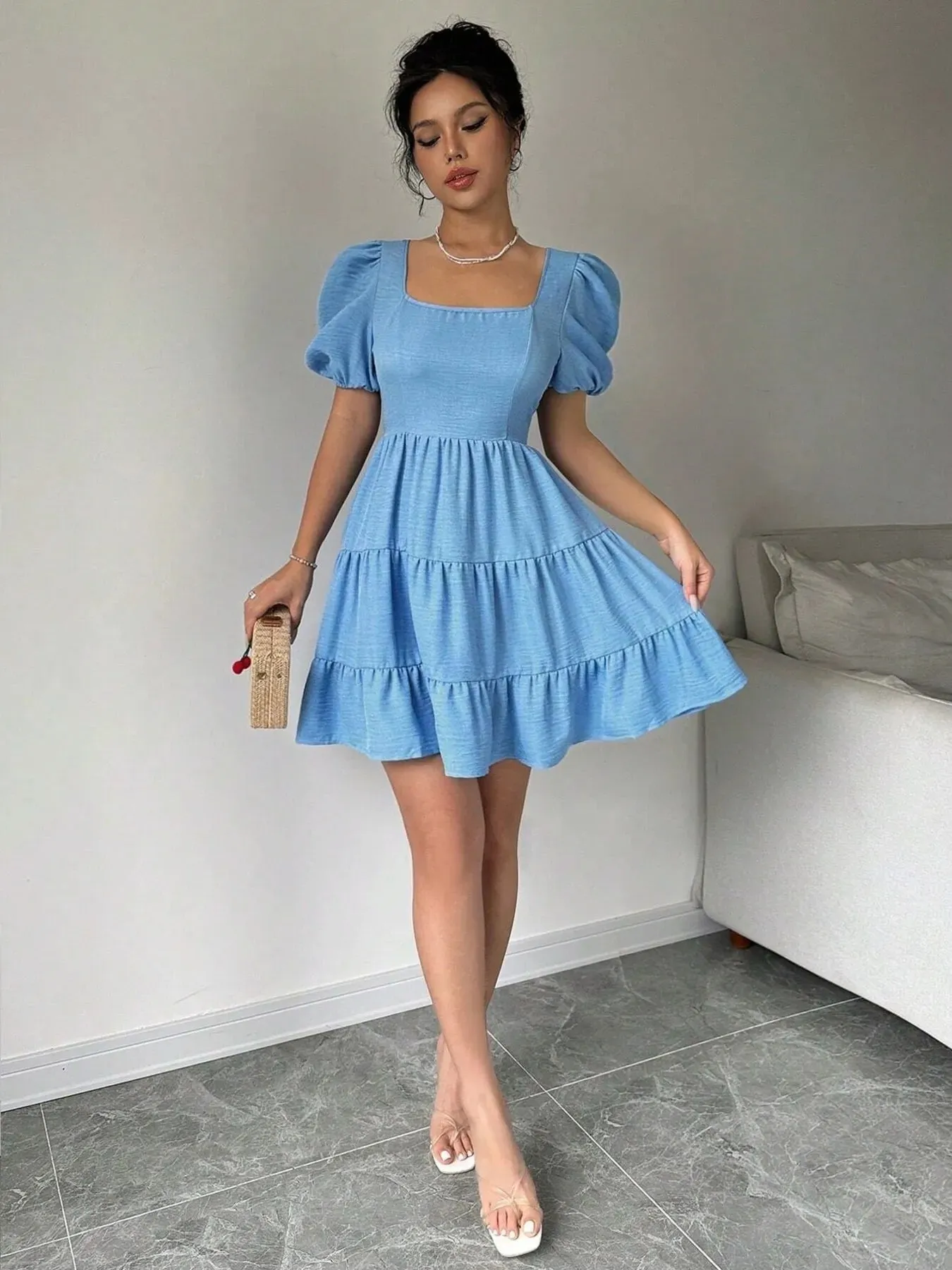 Bow-Back Tiered Ruffle Mini Dress sold by Charming Charlie product image thumbnail 4