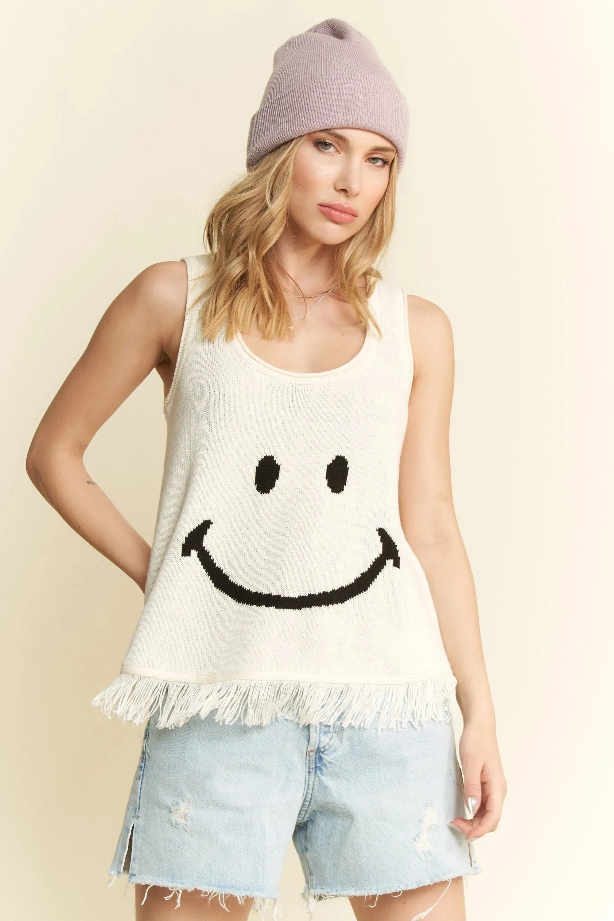 Jade By Jane Full Size Smiley Fringe Hem Tank Plus Size sold by Charming Charlie