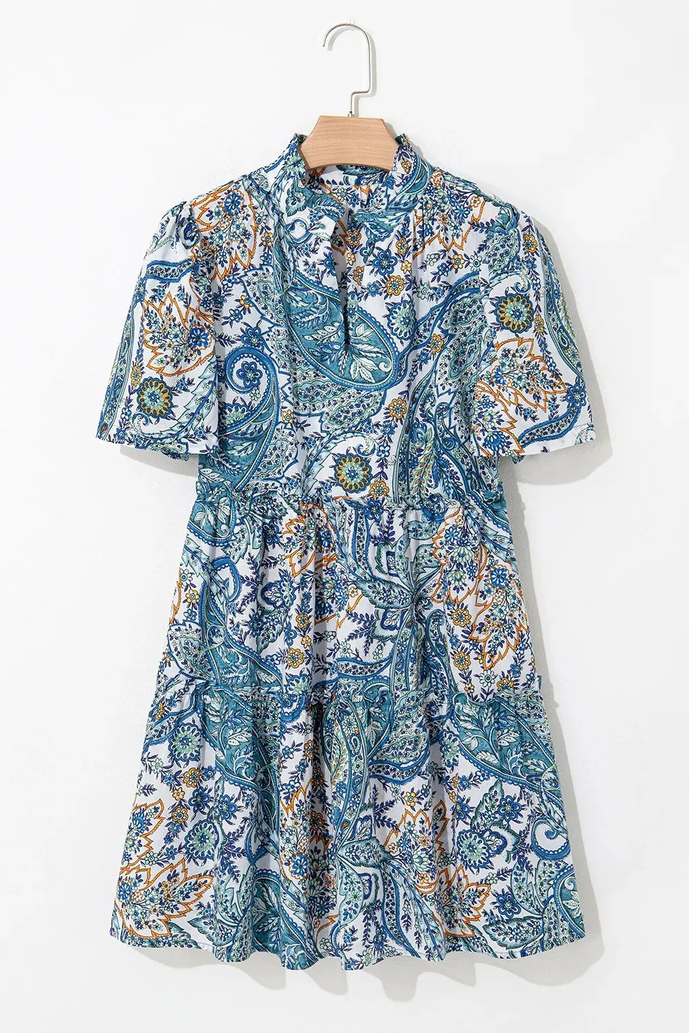 Paisley Floral V Neck Short Sleeve Mini Dress sold by Charming Charlie product image thumbnail 3