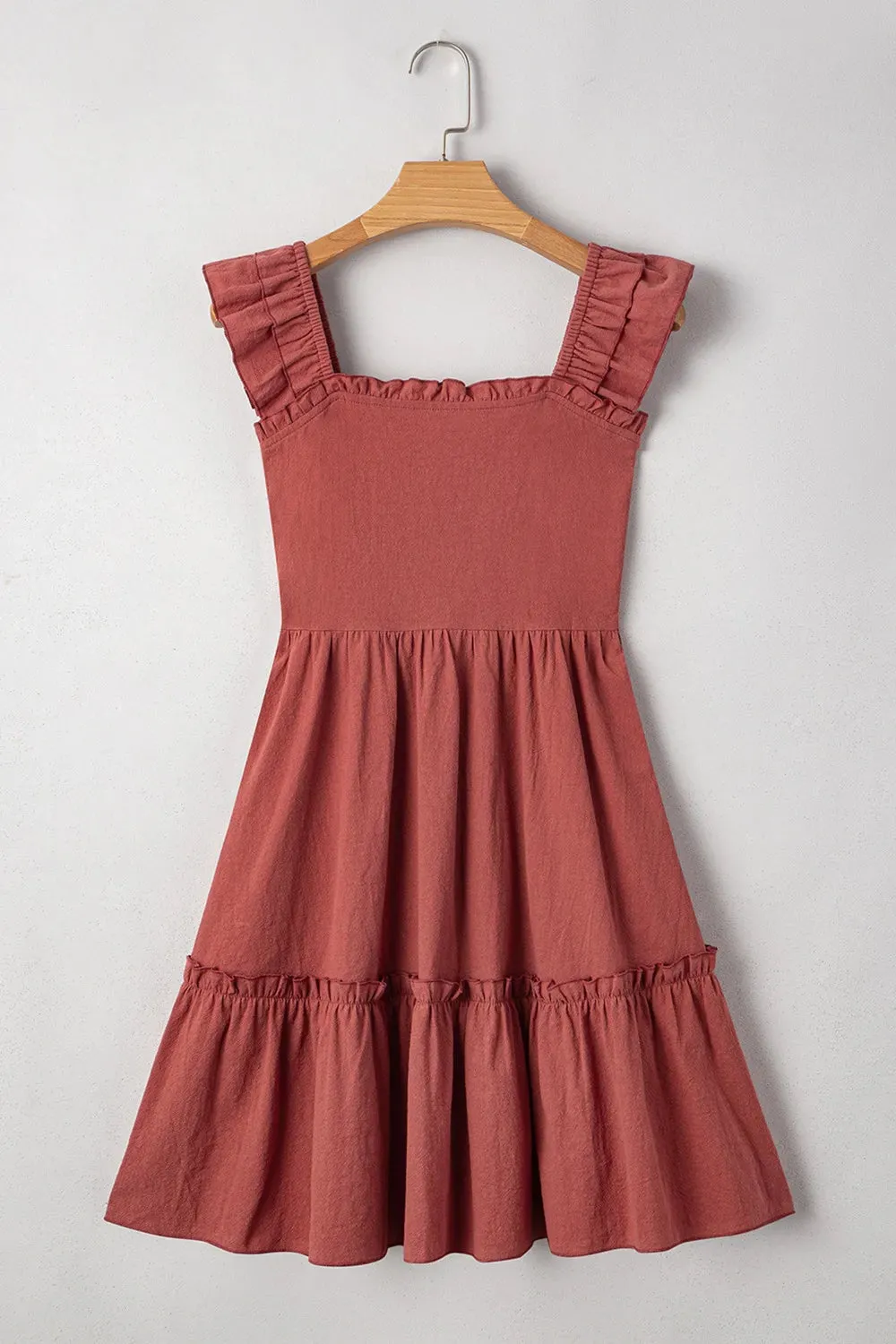 Ruffled Smocked Cap Sleeve Mini Dress sold by Charming Charlie product image thumbnail 5
