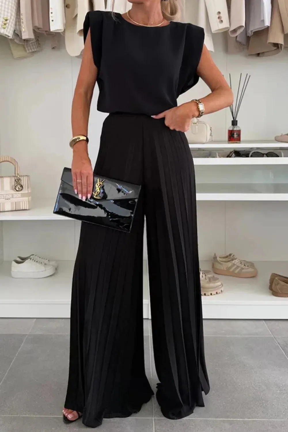 Round Neck Top and Pleated Pants Set sold by Charming Charlie product image thumbnail 4