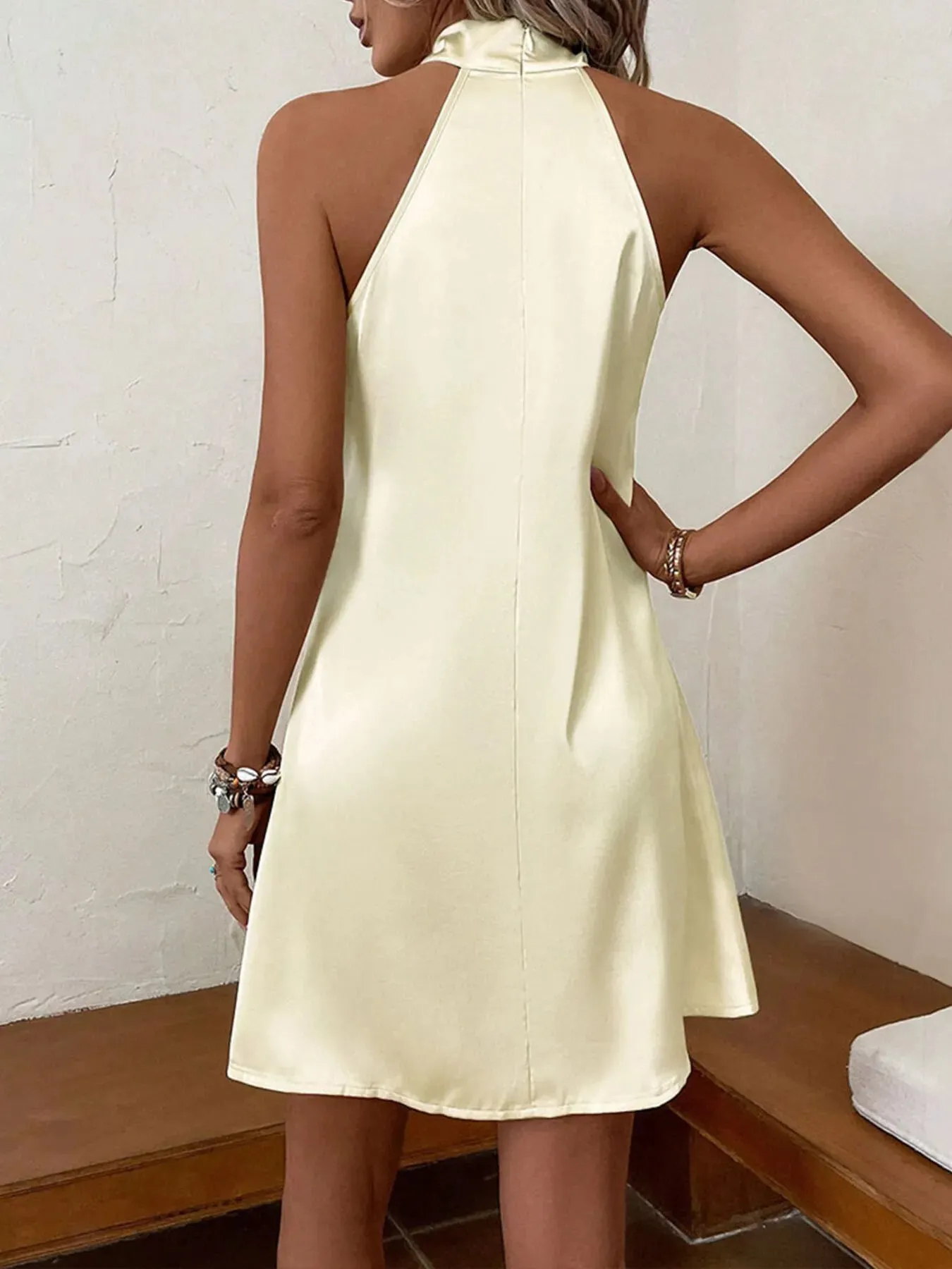 Halter Neck Satin Mini Dress sold by Charming Charlie product image thumbnail 2
