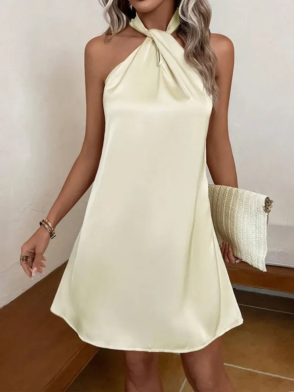Halter Neck Satin Mini Dress sold by Charming Charlie