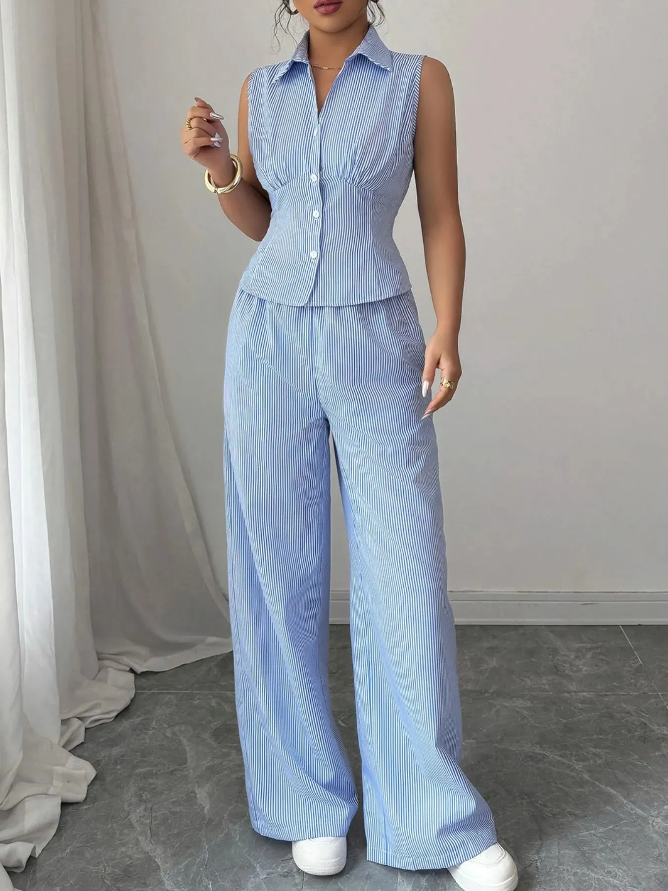 Striped Sleeveless Top and Pants Set sold by Charming Charlie