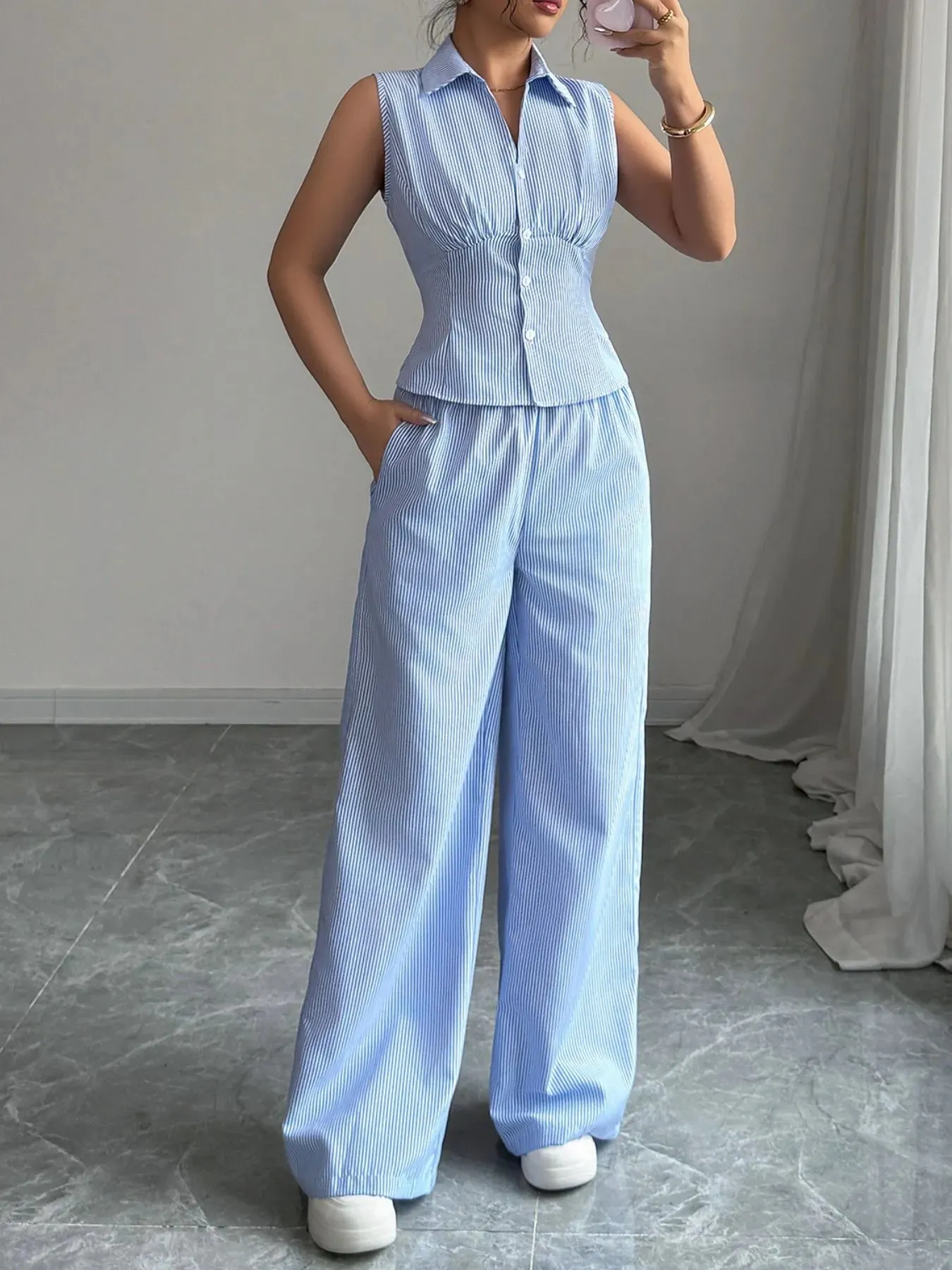 Striped Sleeveless Top and Pants Set sold by Charming Charlie product image thumbnail 3